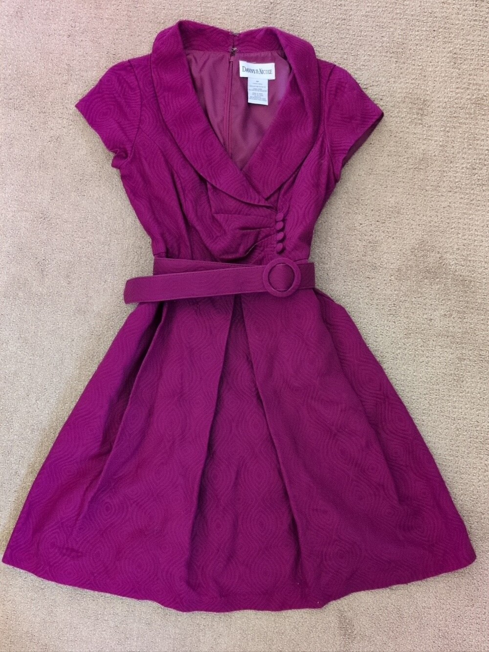 Danny & Nicole Collared Knee Length Belted Waist Fit & Flare Dress With Pockets